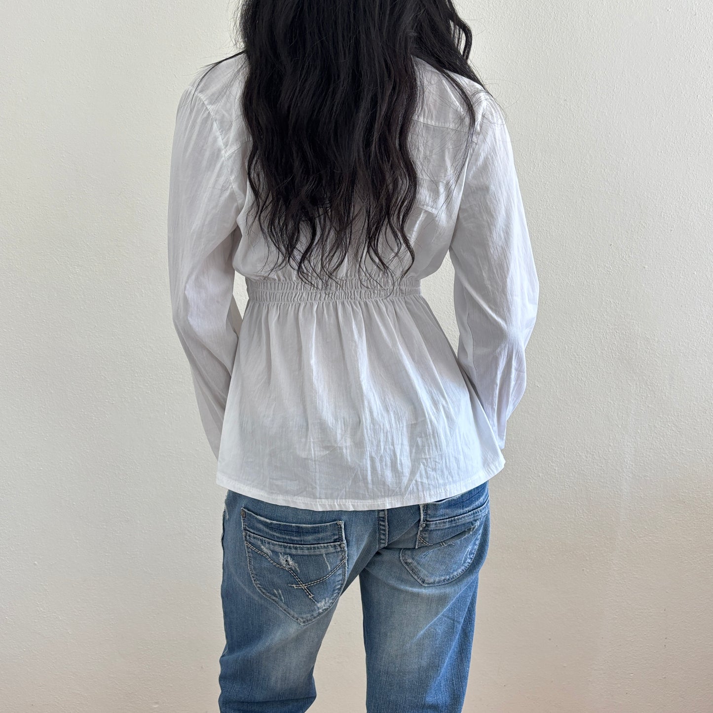 Ruched white shirt - M/L