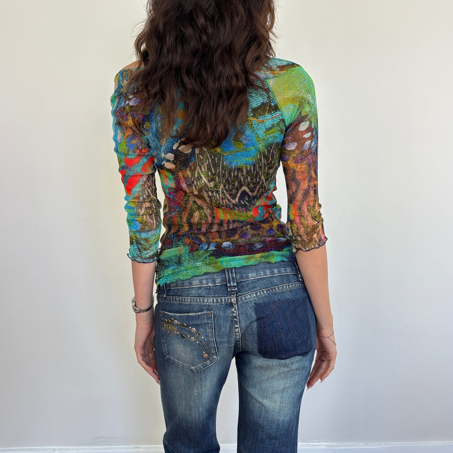 Italian colourful mesh top - S