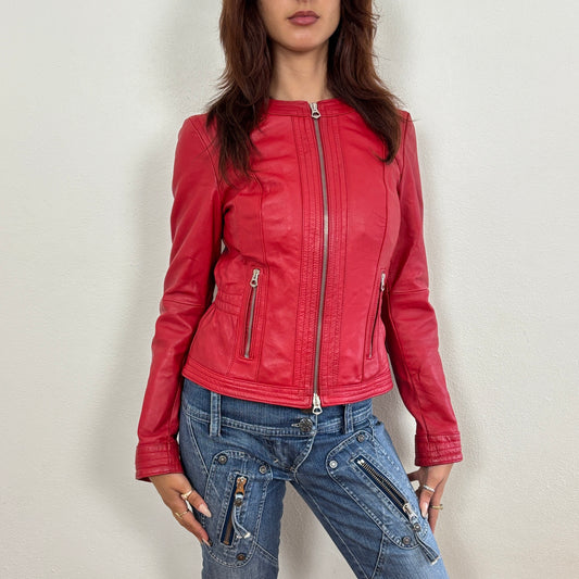 Italian red leather jacket - XS