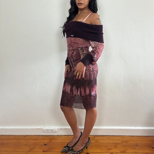 Off shoulder mesh dress - M