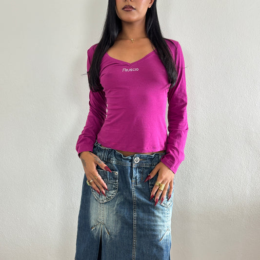 Fuschia longsleeve top - S