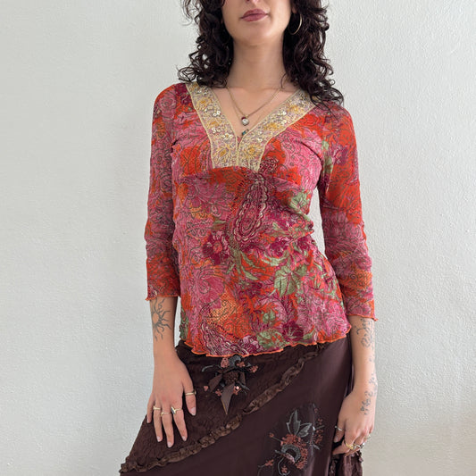 Paisley beaded top - S/M