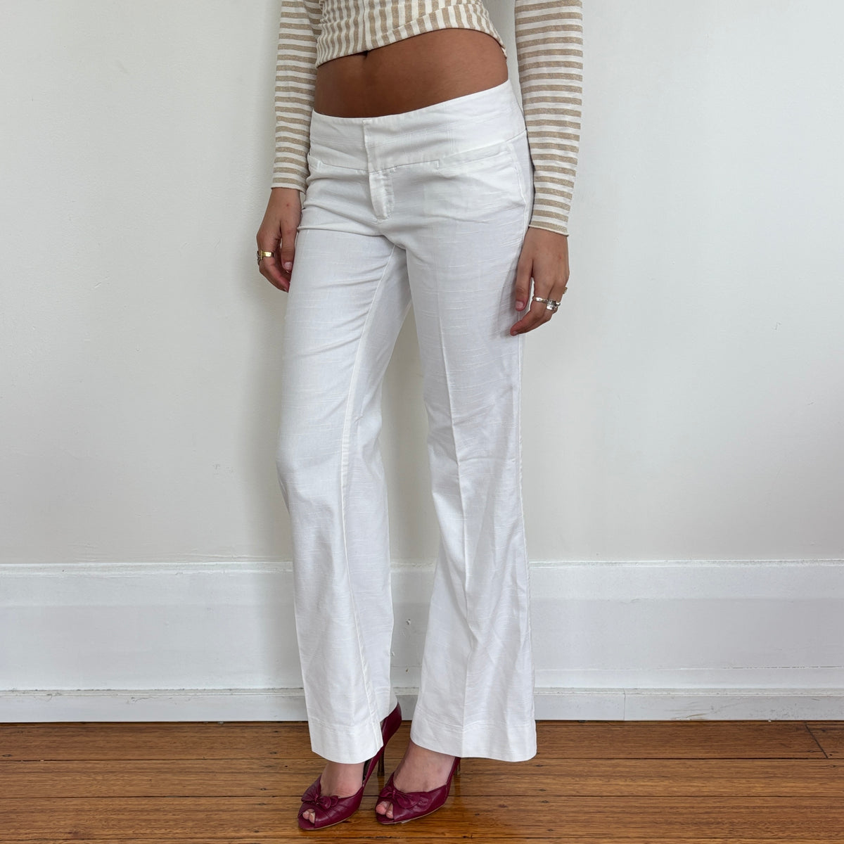 White lowrise pants - S