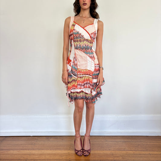 French graphic corset back dress - S