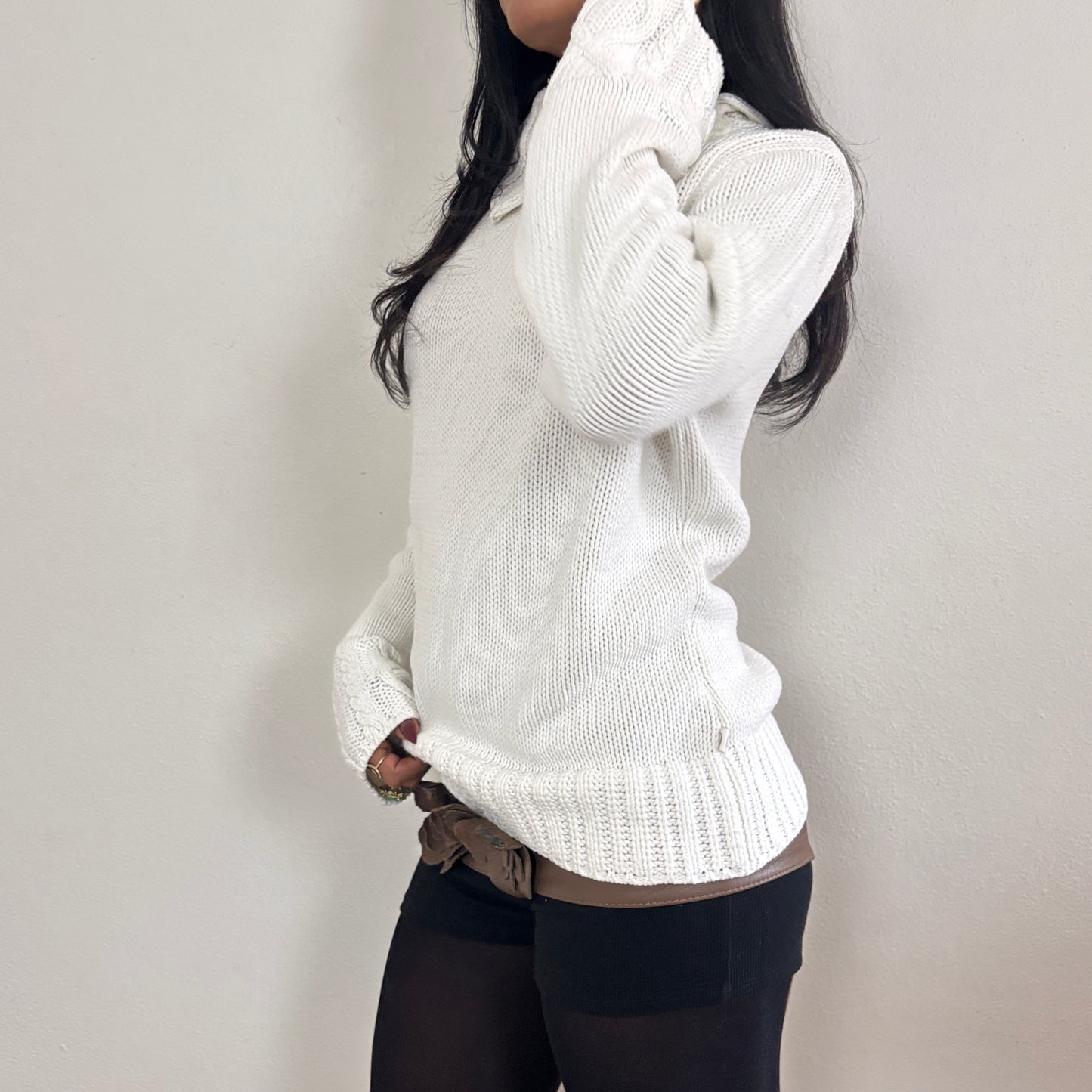 White knit jumper - M