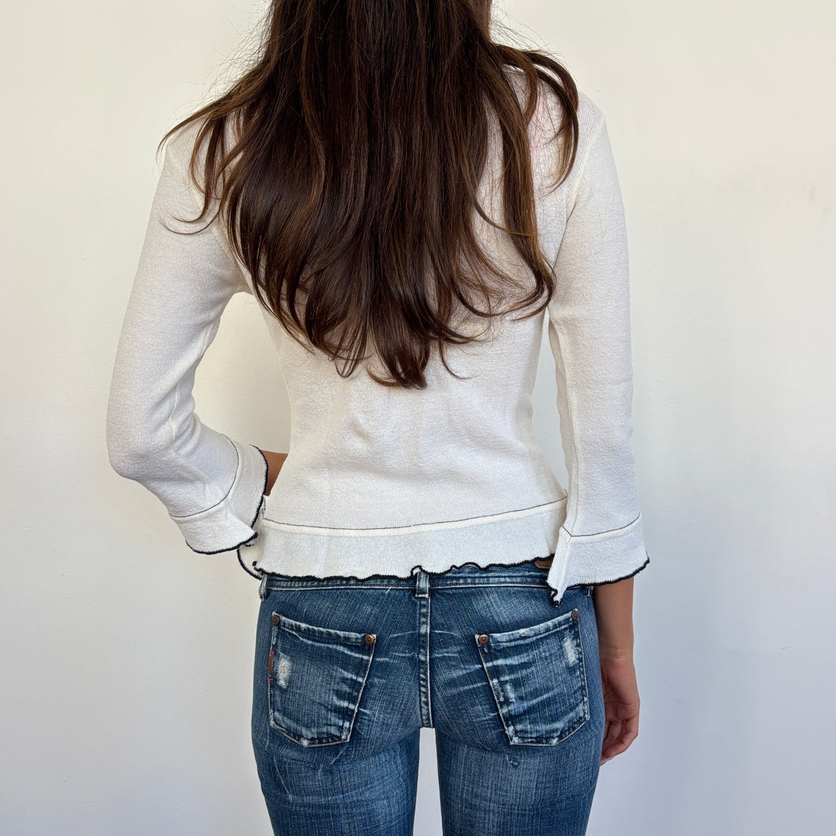 Cream soft knit top - M