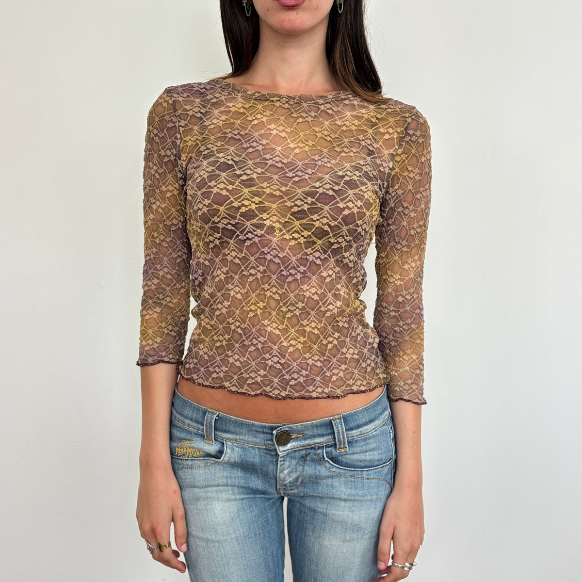 Italian lace 3/4 sleeve top - S