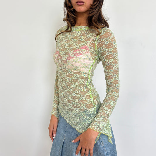 Italian asymmetric mesh top - S