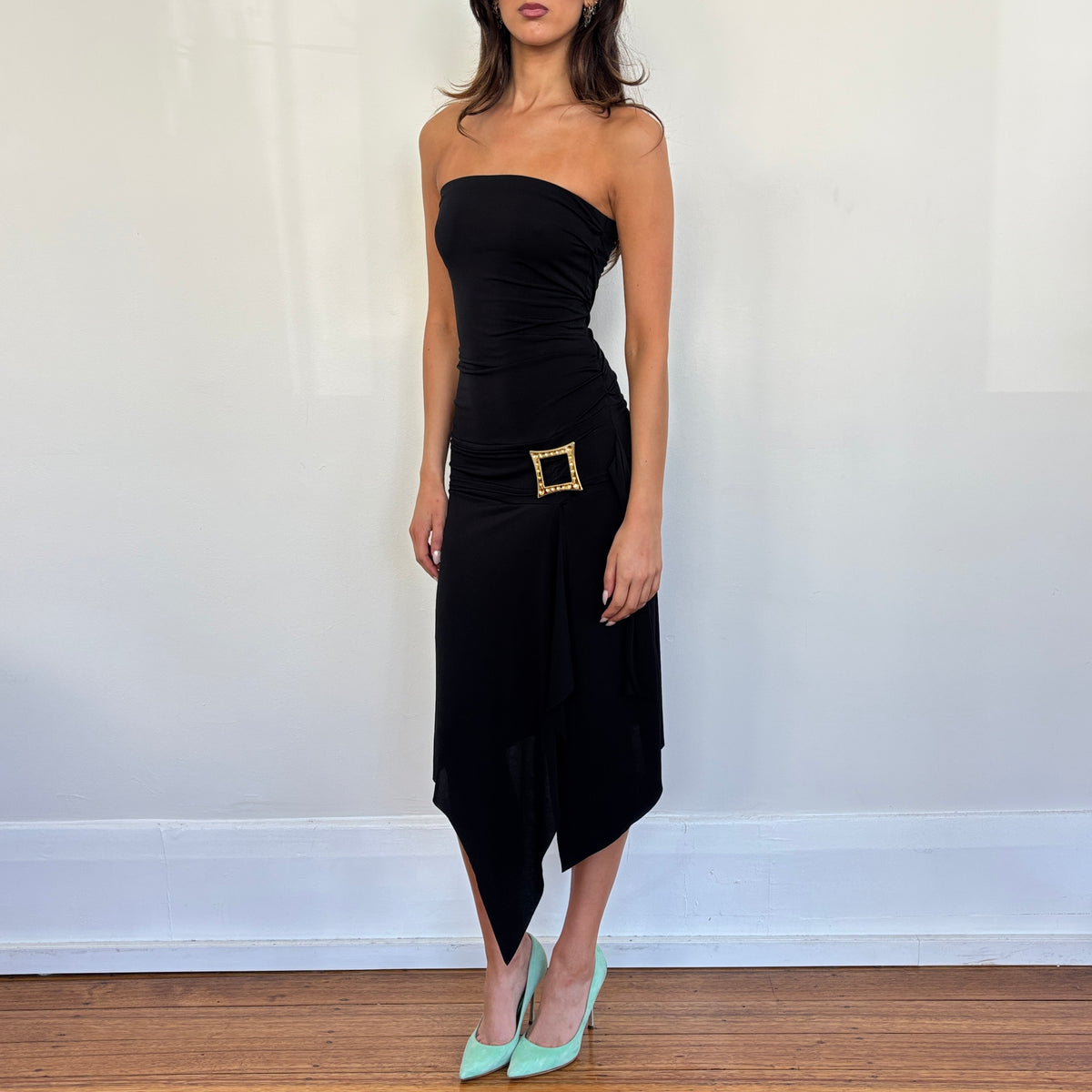 Italian asymmetric midi dress - S