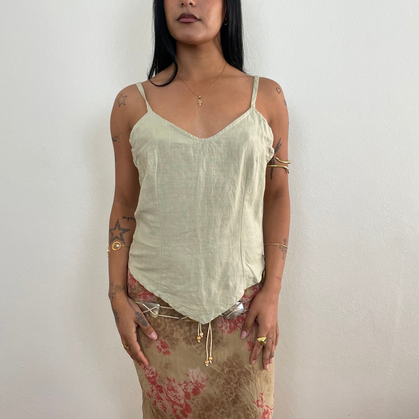 Khaki linen top - S