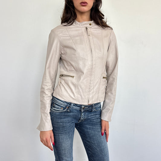 Beige leather jacket - S/M