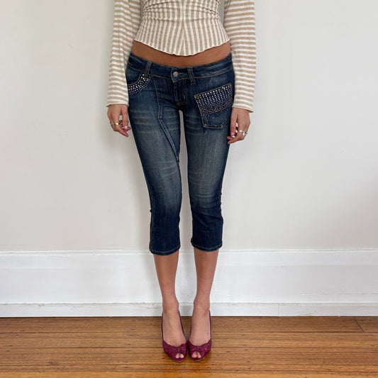 Diamanté denim capris - XS