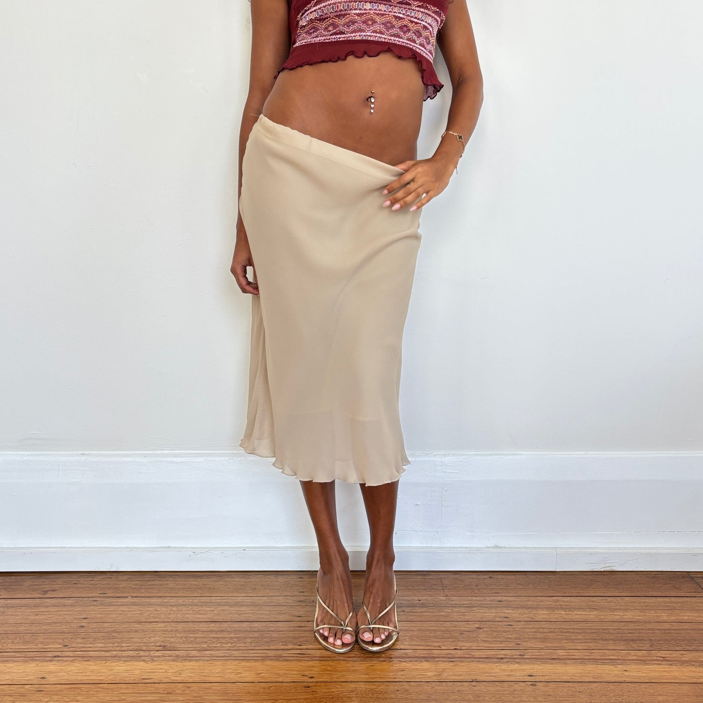 Italian beige midi skirt - XS/S