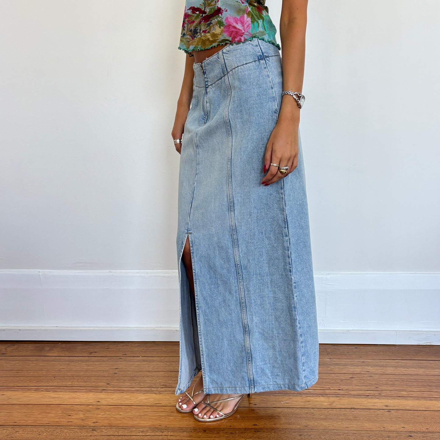 Light wash denim maxi skirt - XS/S