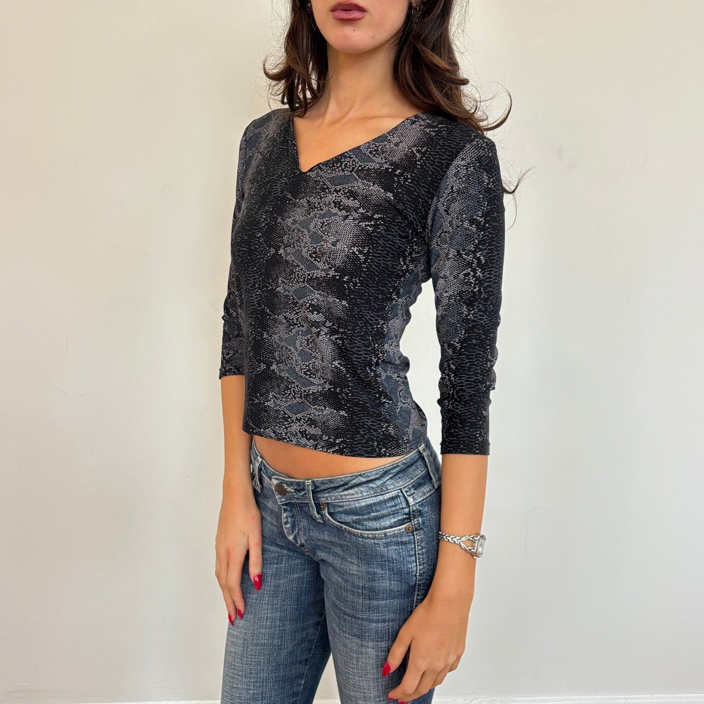 Snake print 3/4 sleeve - S