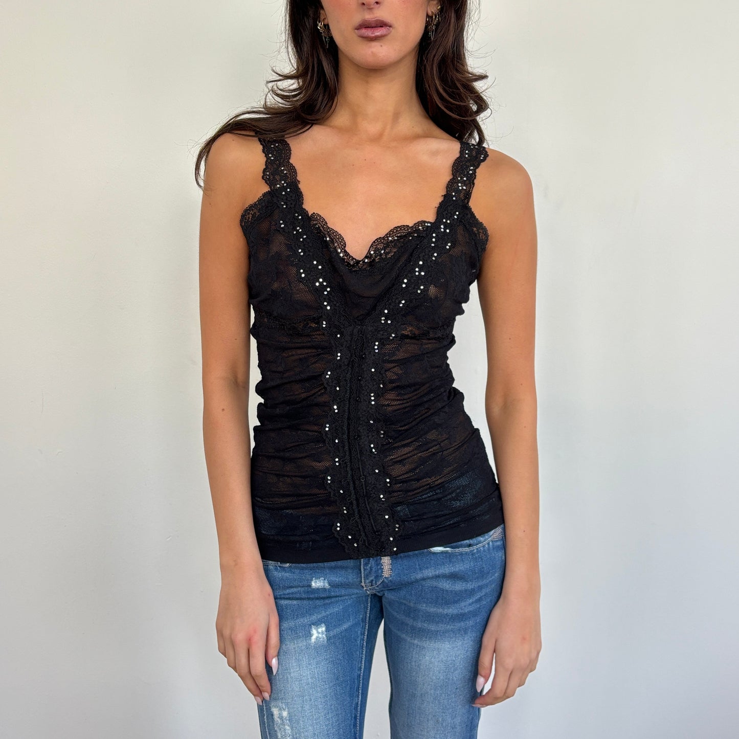 Italian designer lace top - XS/S