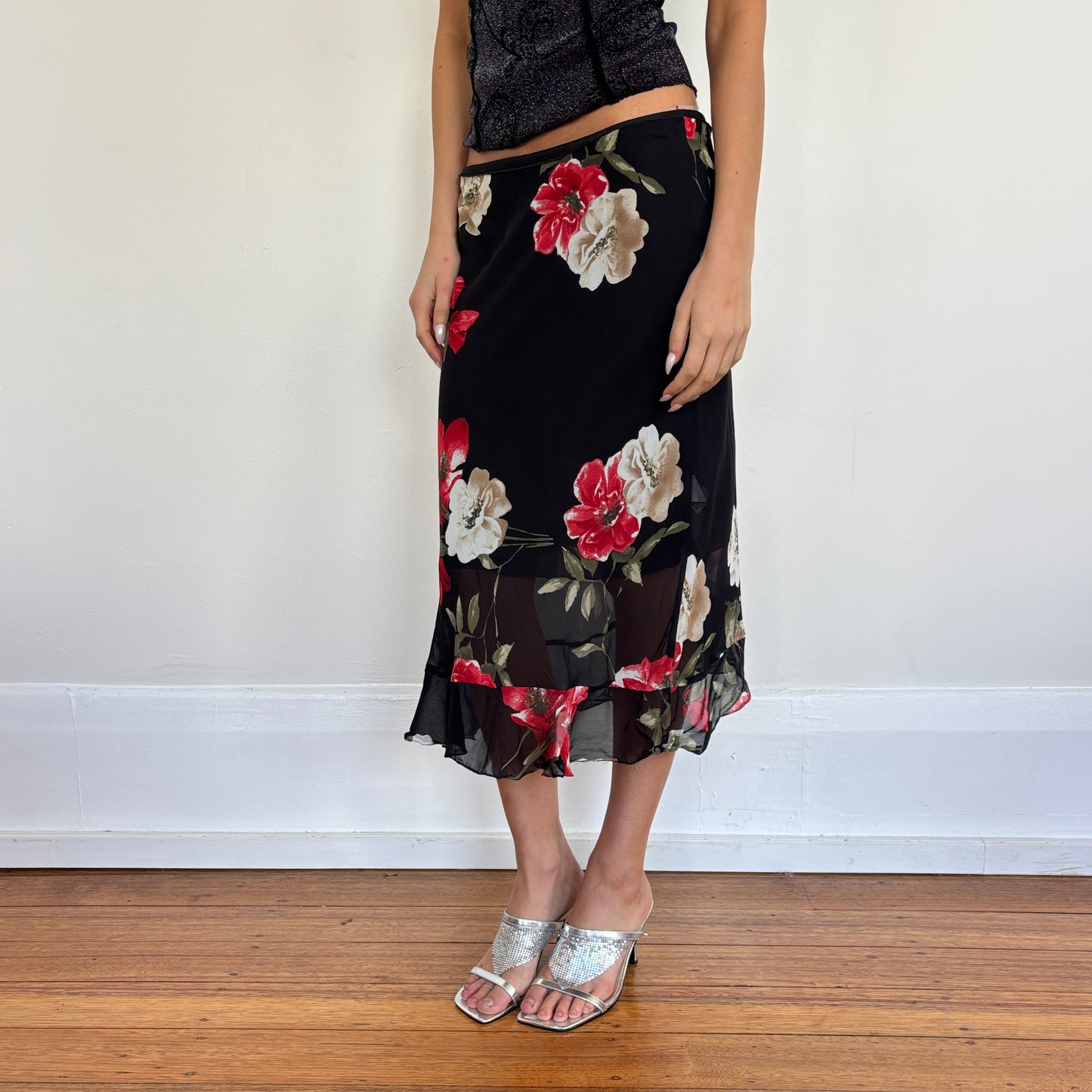 Italian floral midi skirt - S/M