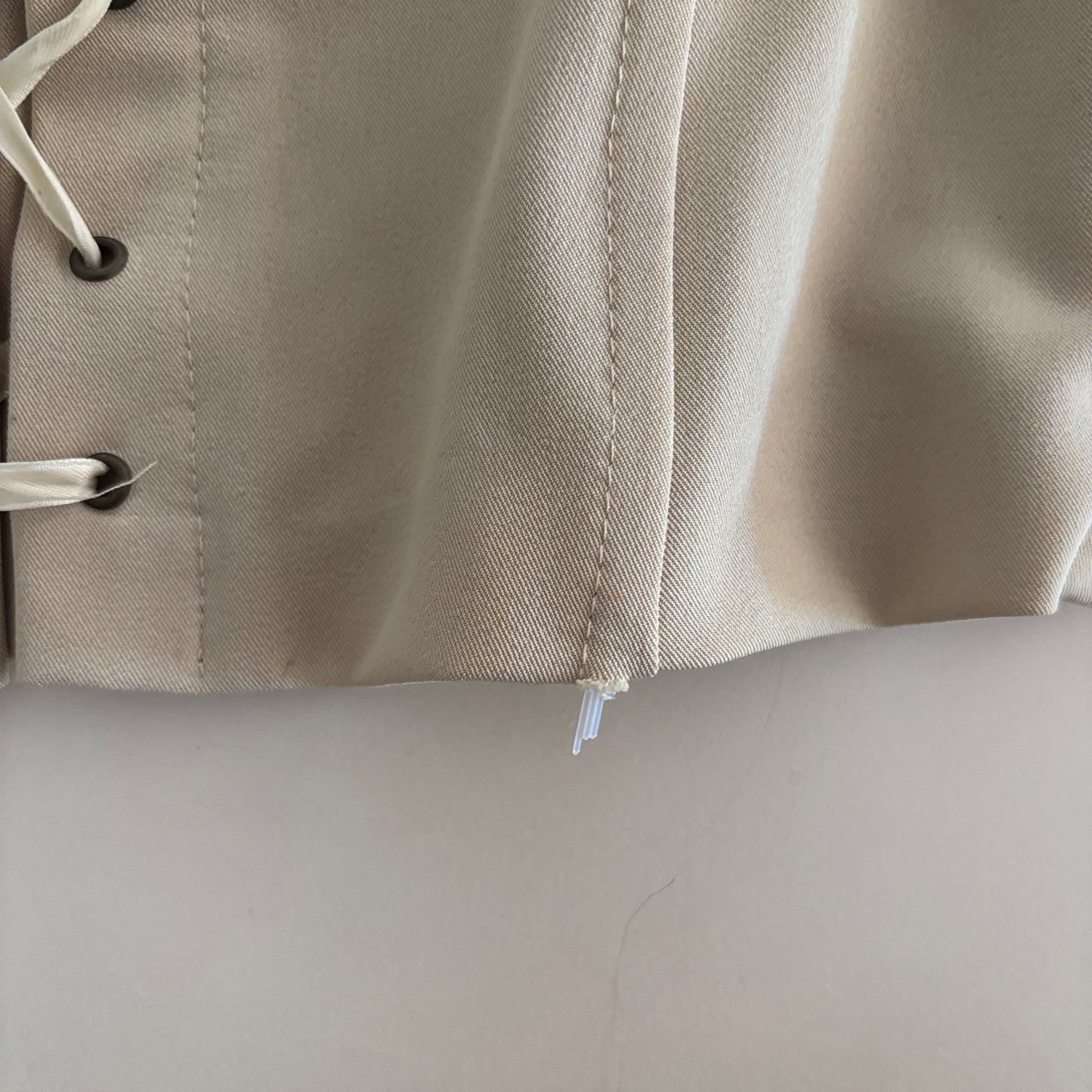 Italian beige lace up top - S/M