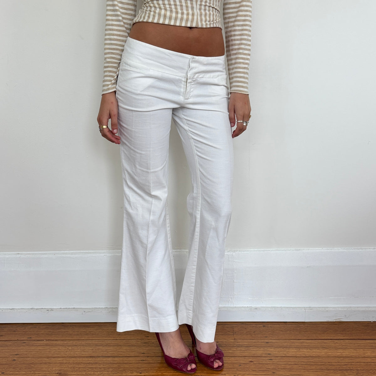 White lowrise pants - S