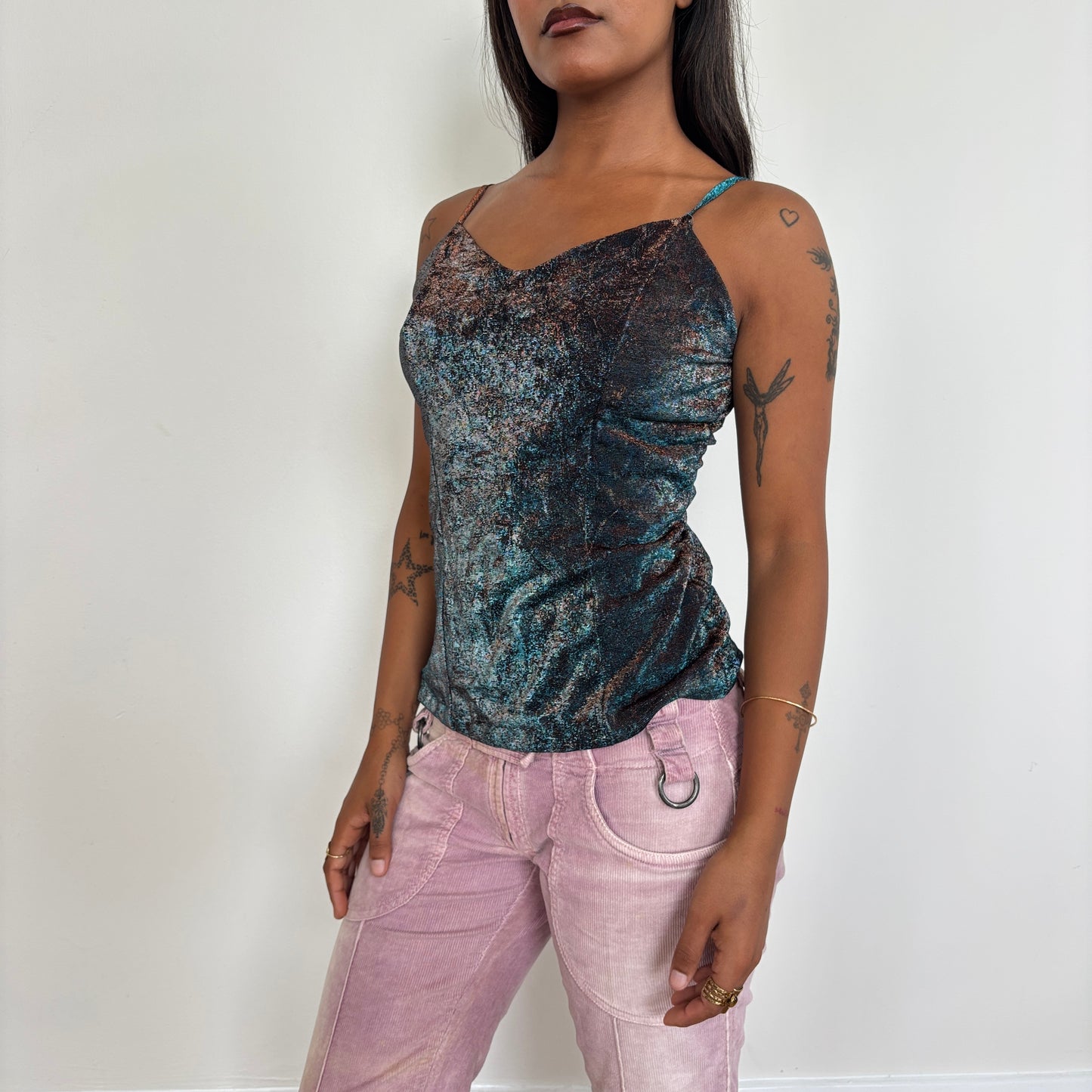 Sparkly mesh cami - M