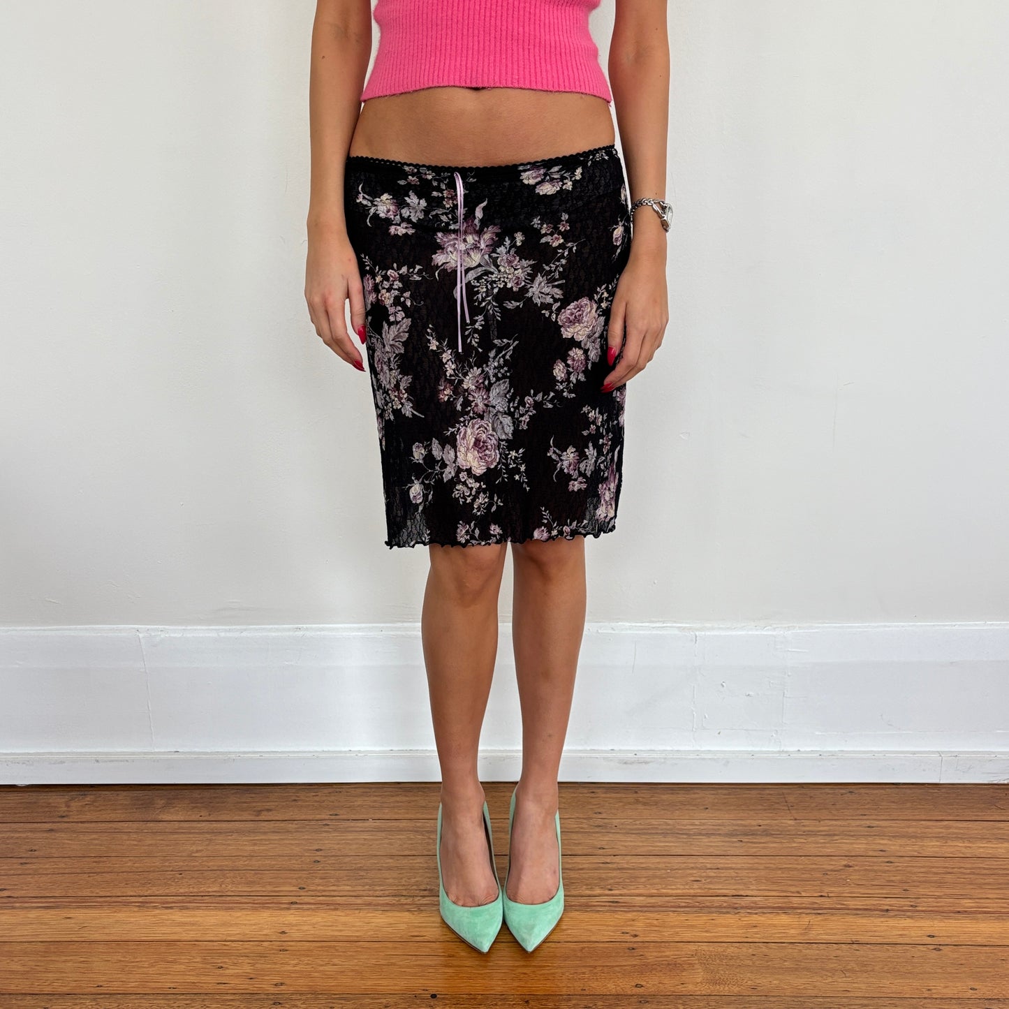 Italian floral lace midi skirt - XS/S