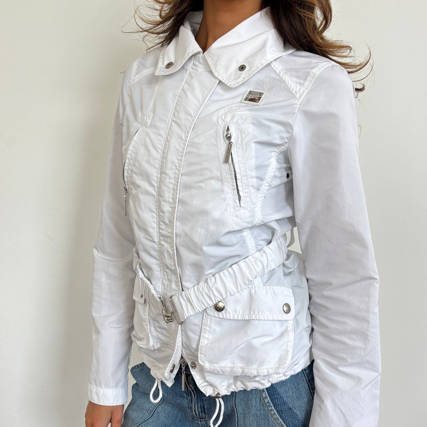 White ruched jacket - M
