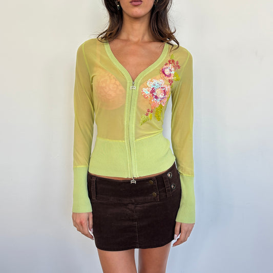 Artigli sequin mesh zip top - S