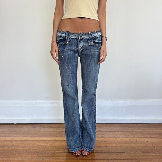 Lace detail flared jeans - M