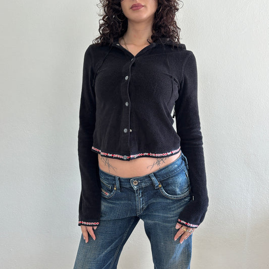 Terrycloth black jumper - S