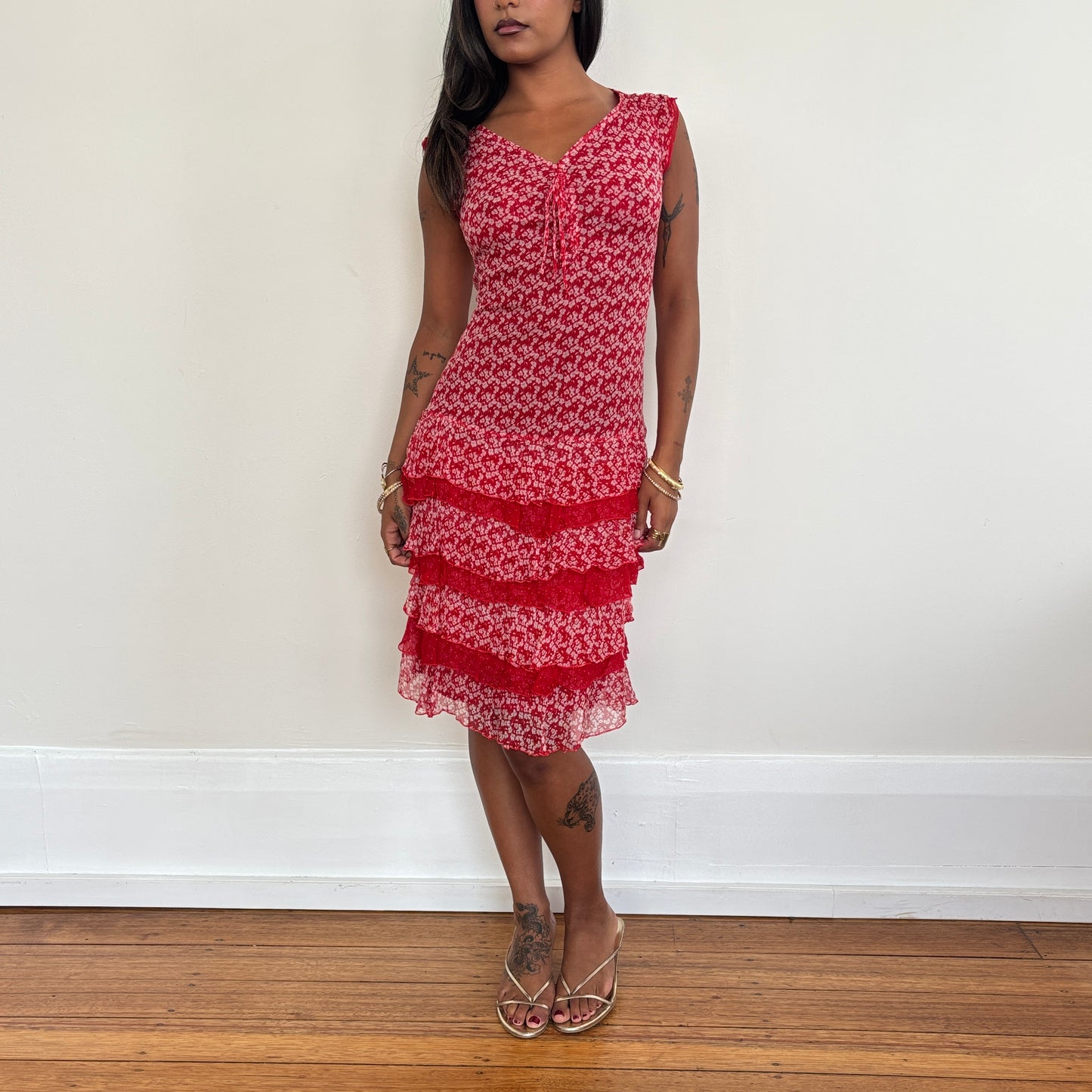 Italian silk floral dress - XS/S