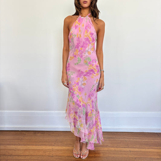 Italian silk floral gown - S