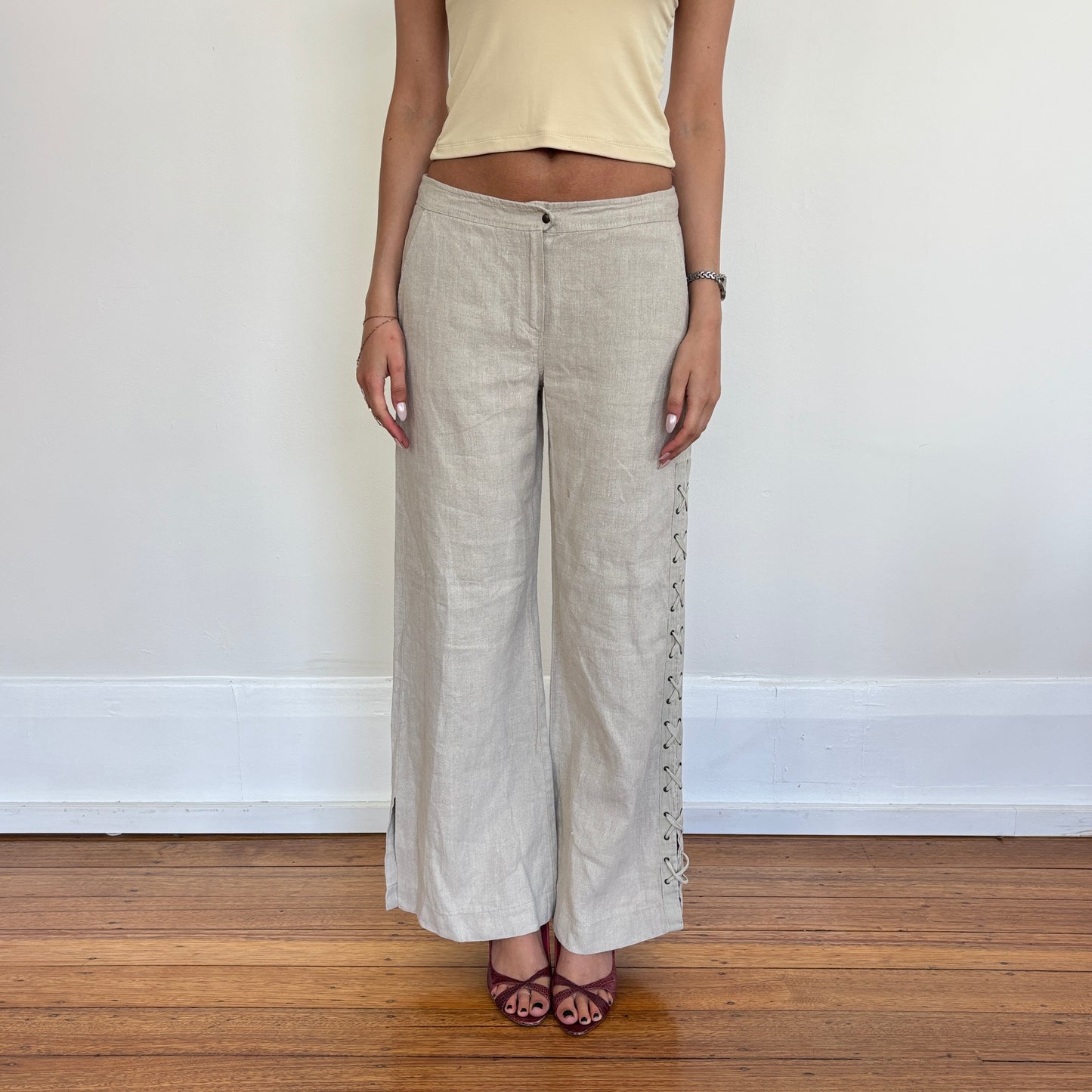 Italian linen wide leg pants - S