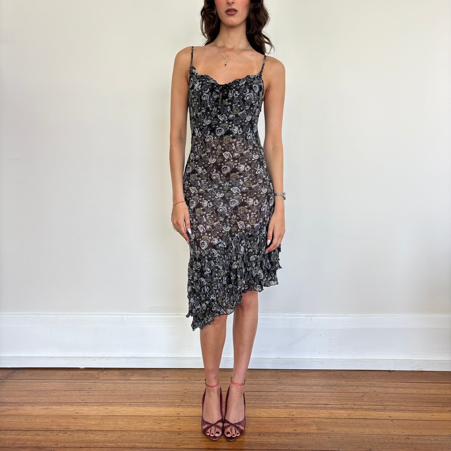 Italian floral ruffle dress - S/M