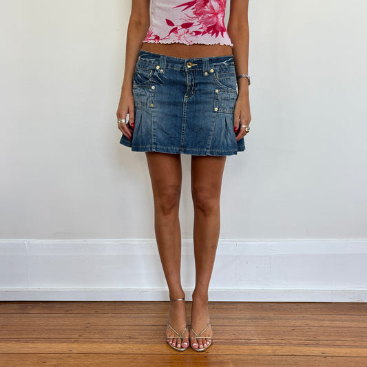 Denim ruffle mini skirt - S