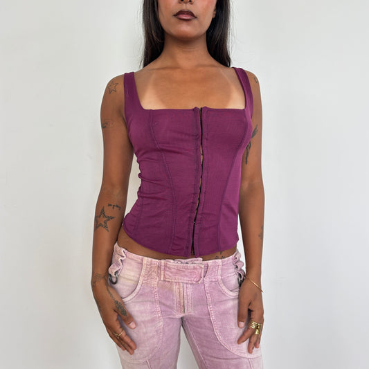 Italian plum mesh corset top - S