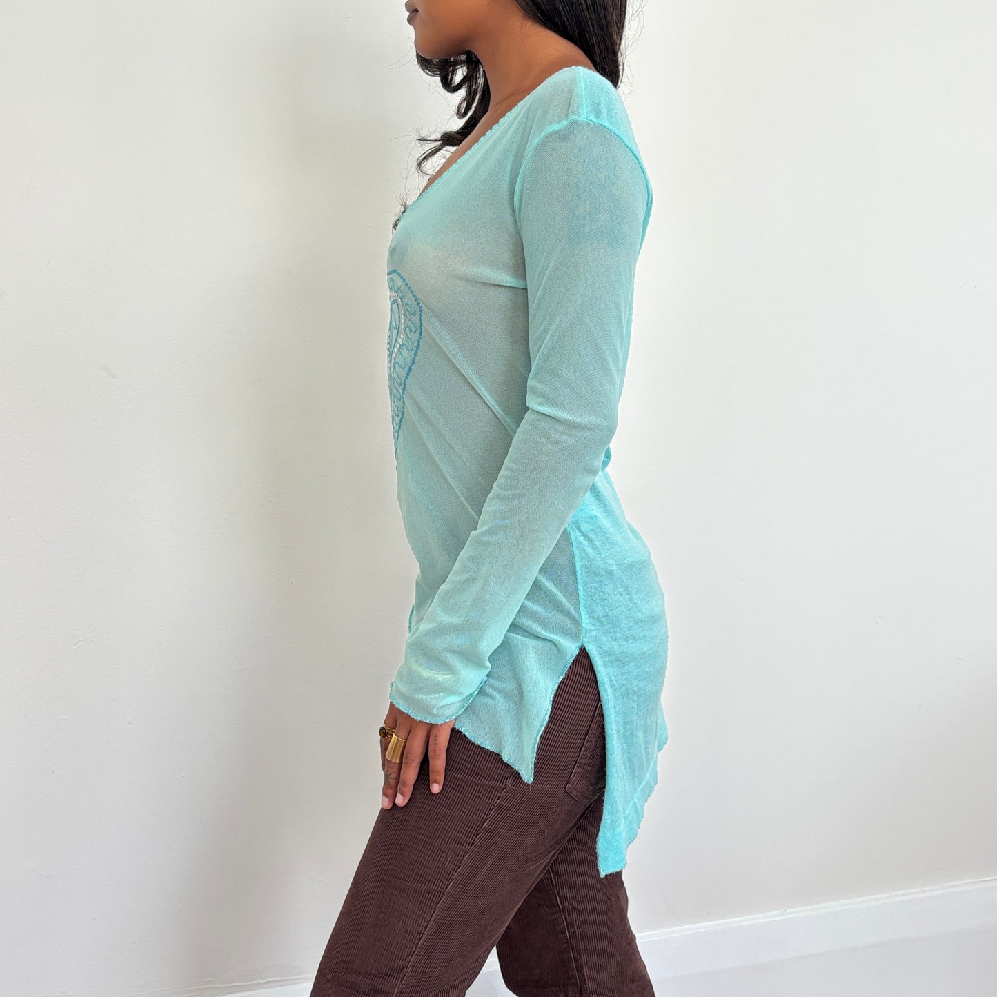 Italian aqua top - S