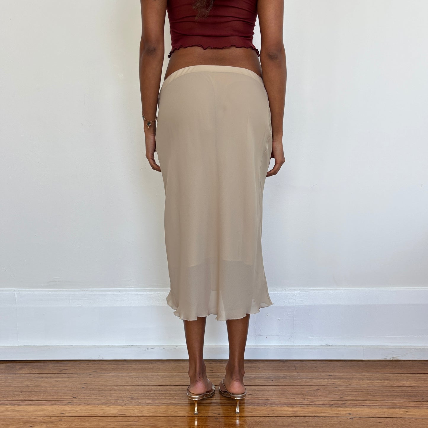Italian beige midi skirt - XS/S