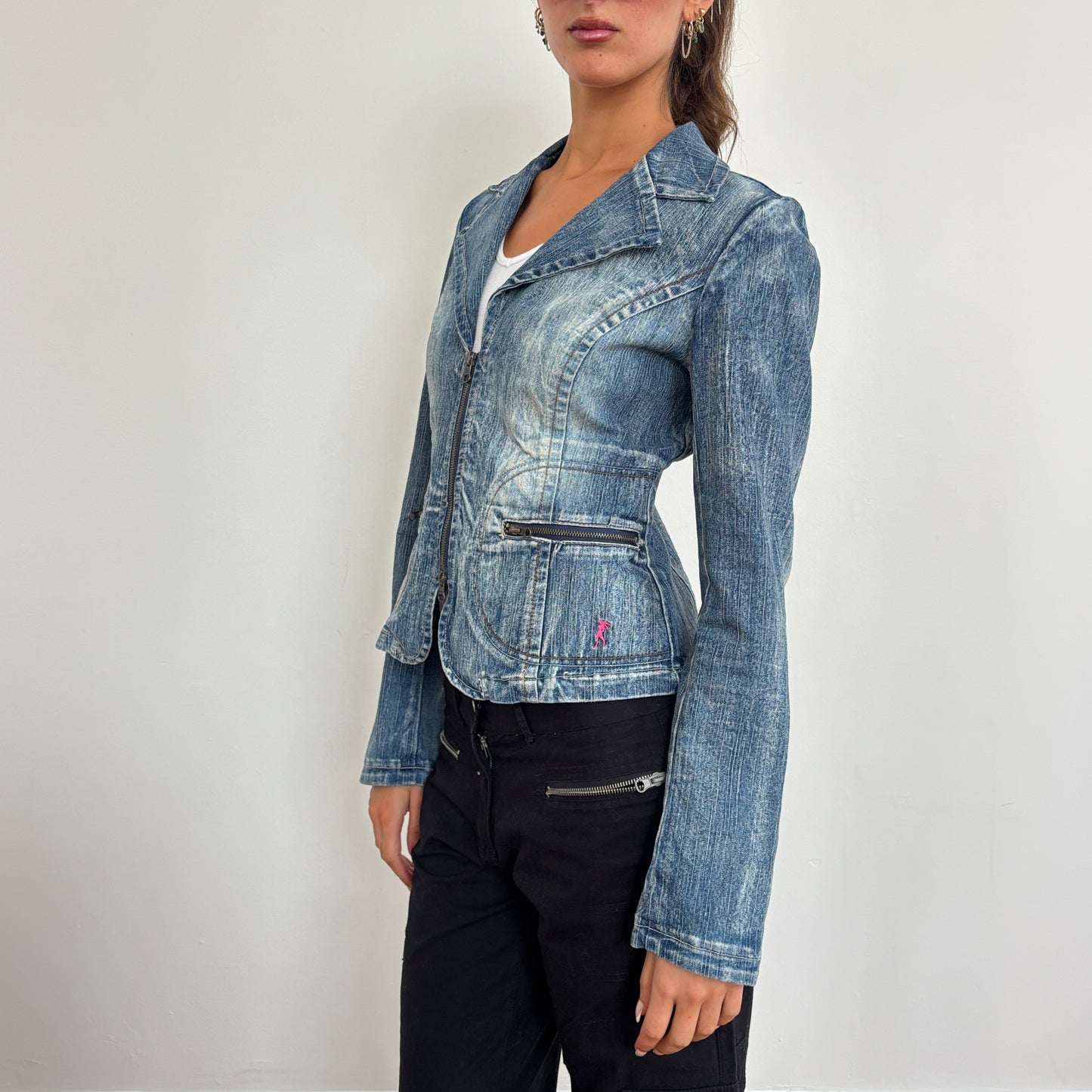 Denim double zip jacket - S