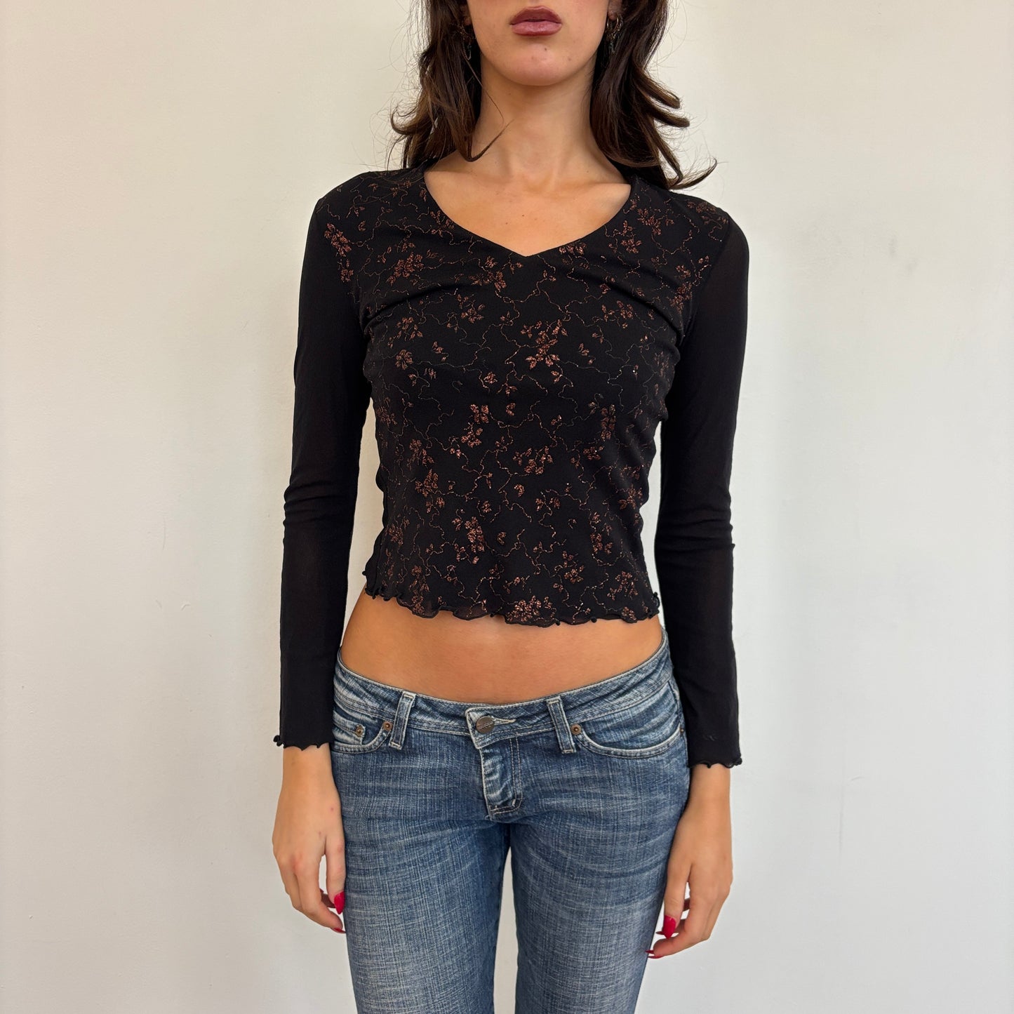 Italian sparkly mesh top - XS