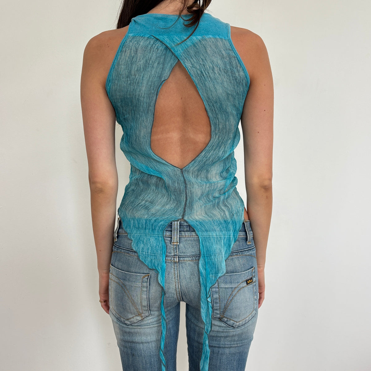 Italian blue open back top - XS/S