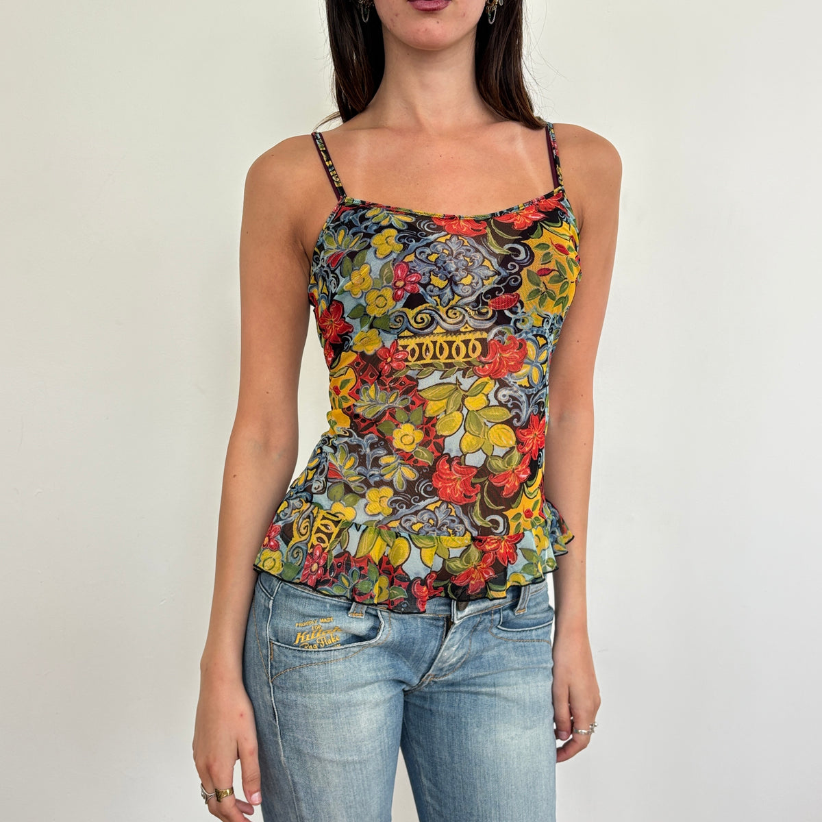 Italian graphic mesh cami - S/M