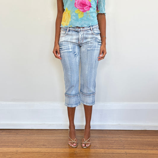 Diamanté denim capris - XS