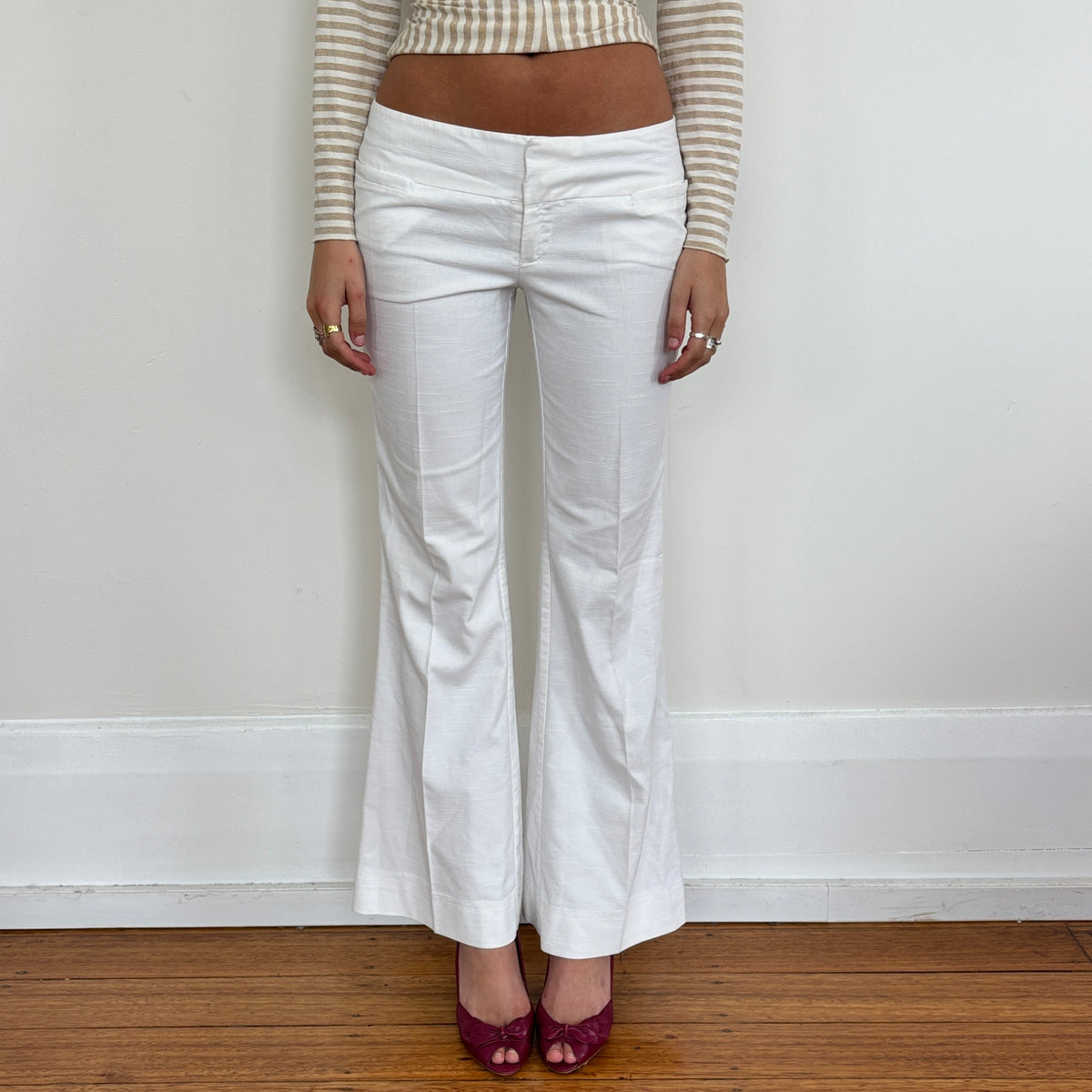 White lowrise pants - S