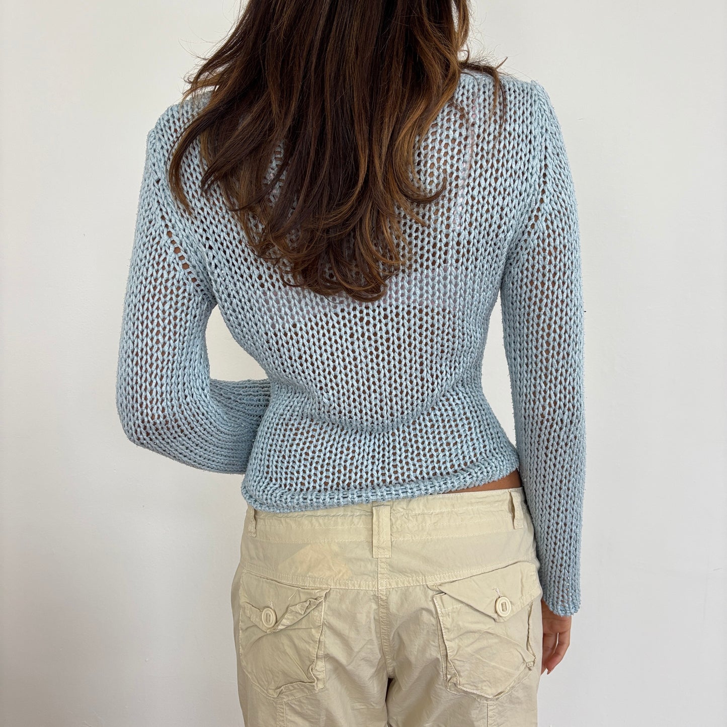 Italian crochet baby blue jumper - M