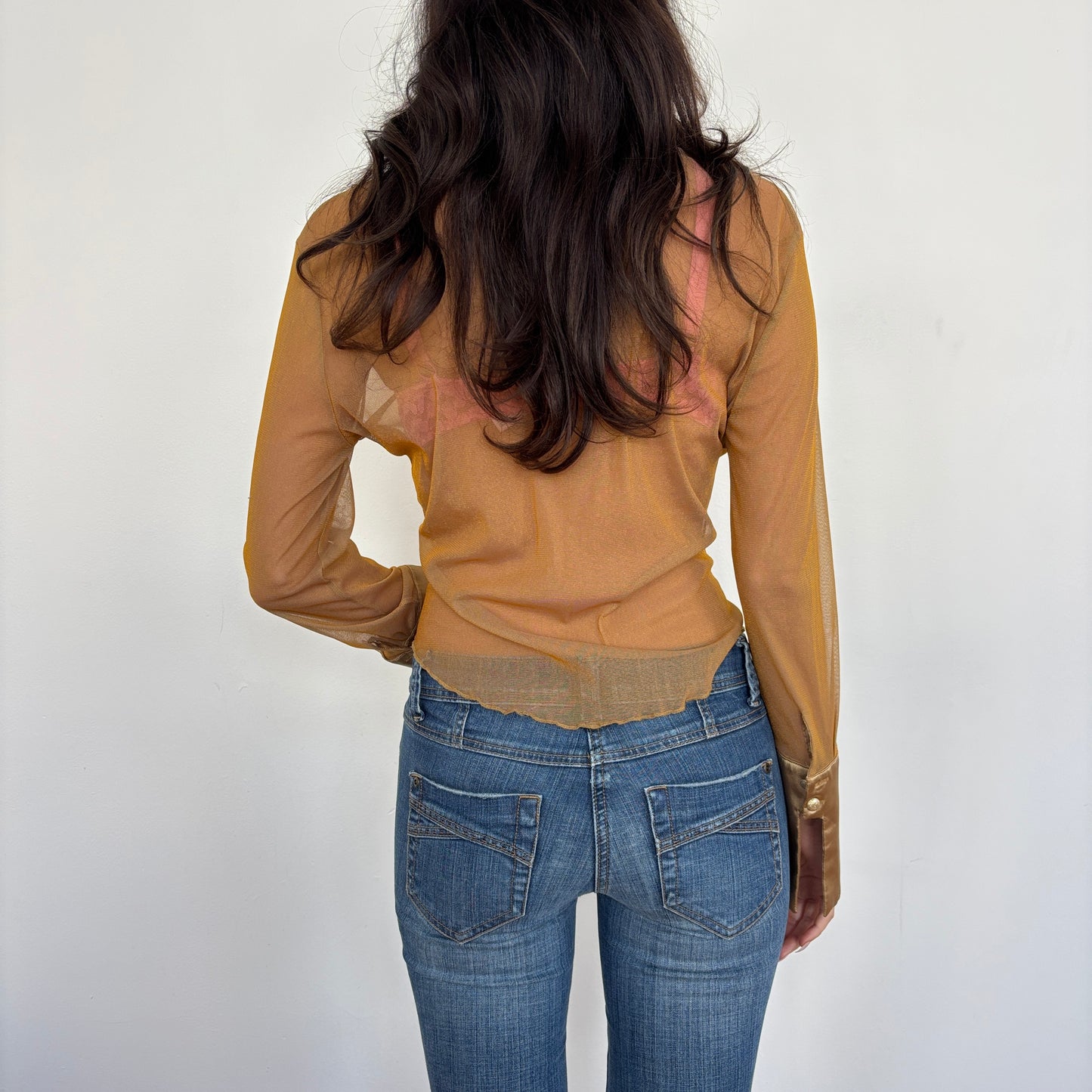 Italian gold mesh shirt - M