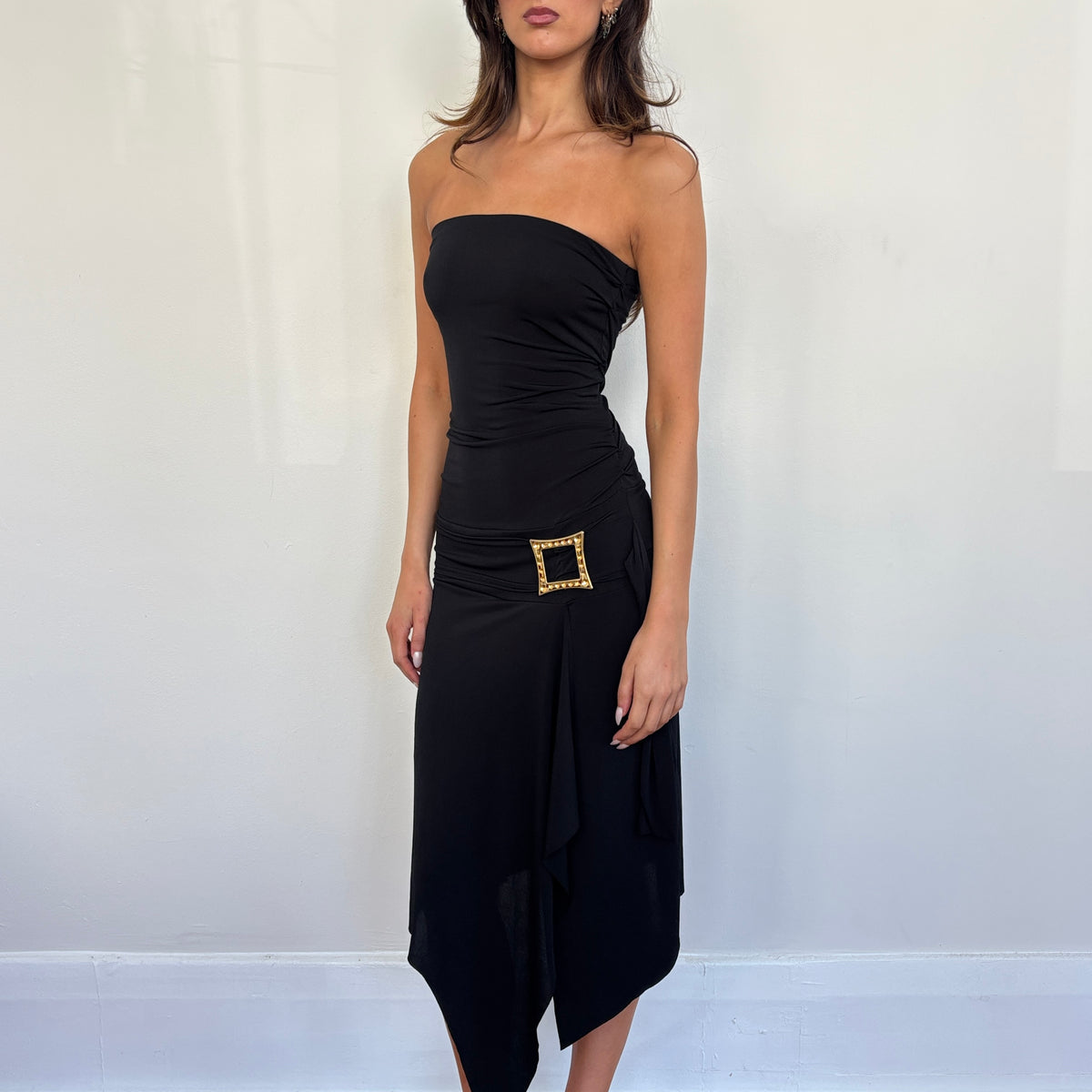 Italian asymmetric midi dress - S