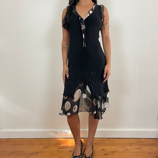 Black midi dress - S