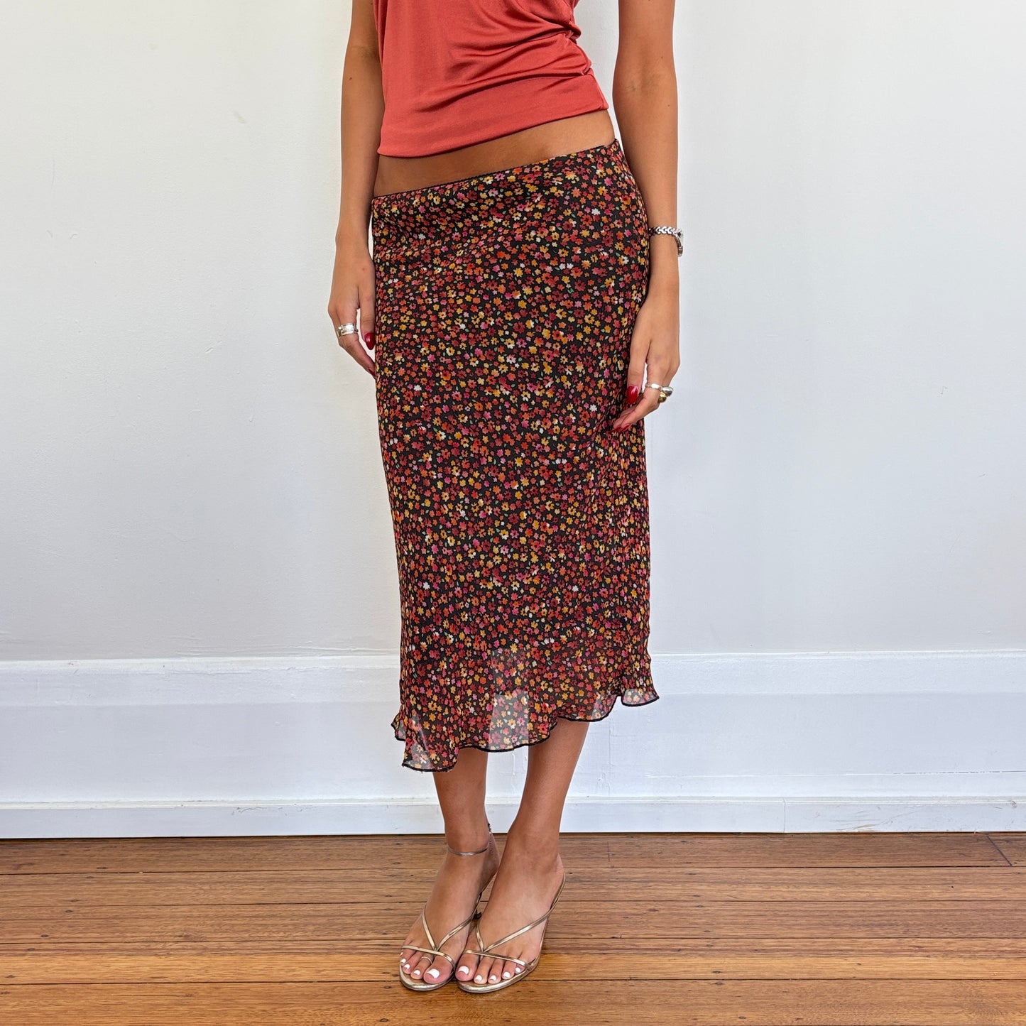 Italian floral midi skirt - XS/S