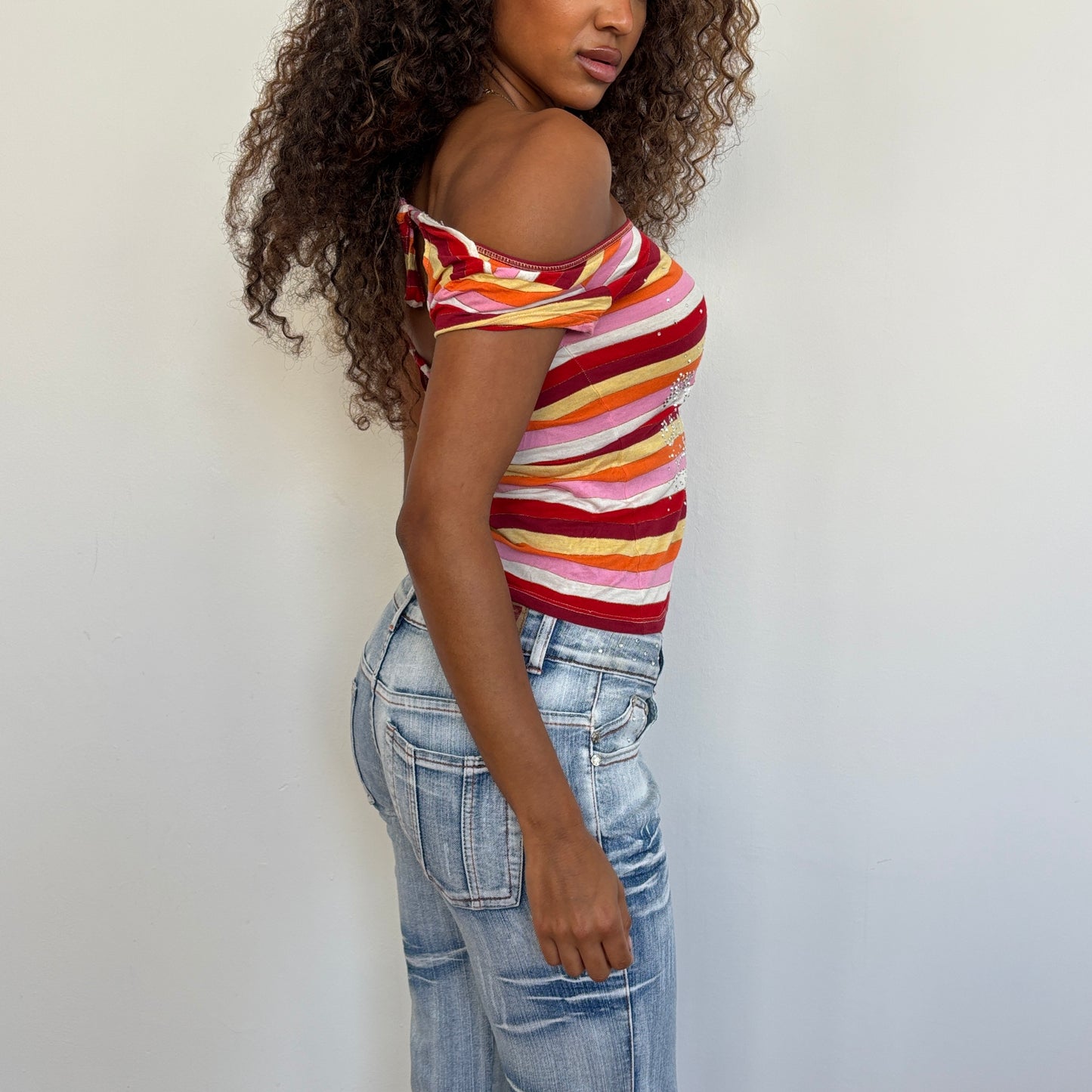 Italian striped backless top - S