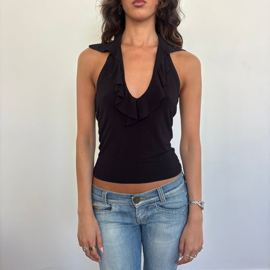 Italian black ruffle top - XS/S